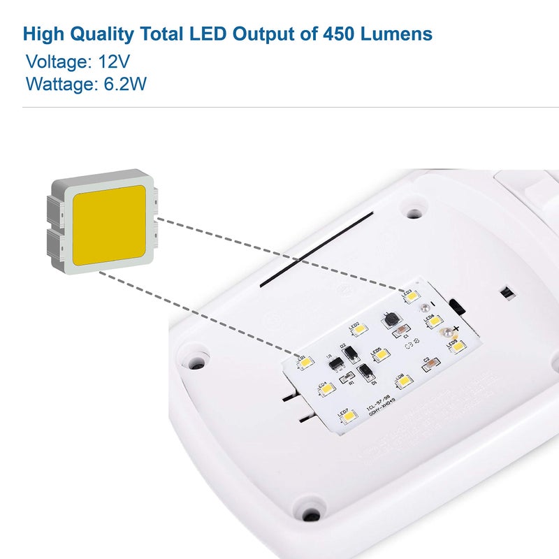 Lumitronics RV LED Lights Interior â€“ Soft & Cozy Warm Light â€“ Camper Ceiling Light Fixture 12 Volt LED Lights for RV Interior with 3-Way Switch for RV Lighting (2-pack) - Image 3